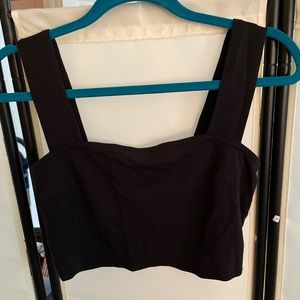Black square neck crop top